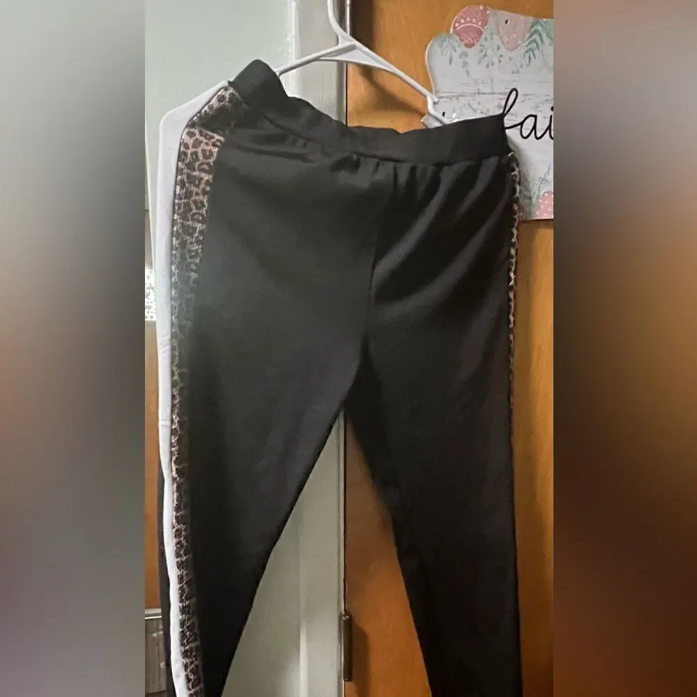 Kidpik track pants with leopard and stripe detail